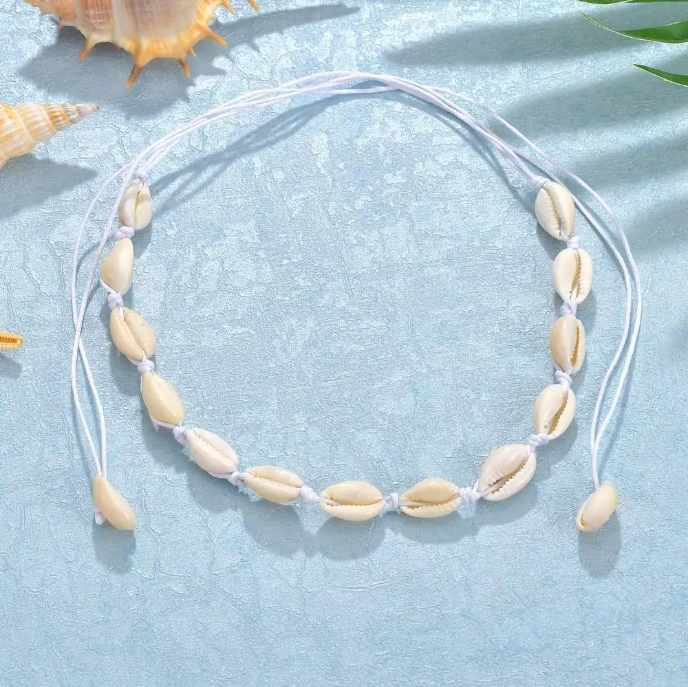 Boho Beach Bohemian Shell Choker Necklaces For Women Girls Summer Fashion Jewelry Chained Shell Pendants Necklace