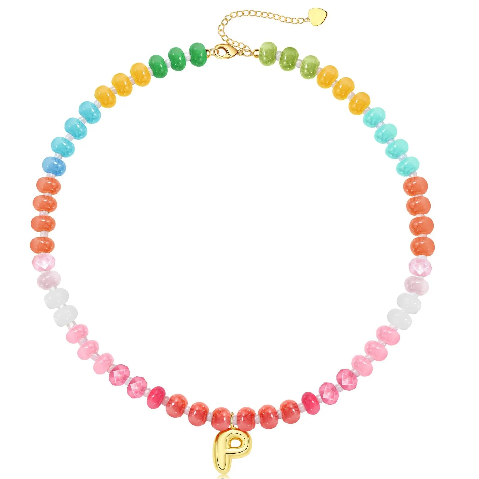 Initial Letter Stone Bead Choker