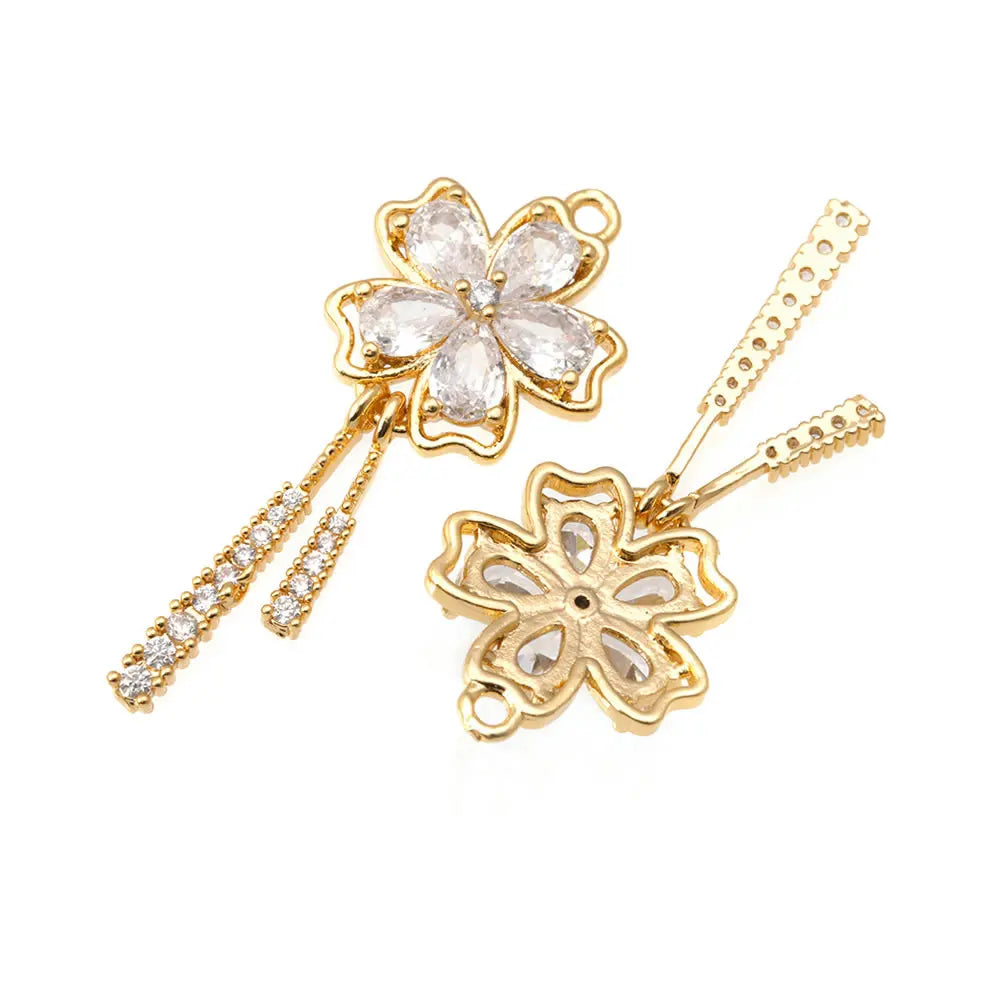 18K Gold Color Brass and Zircon Lotus Flower Necklaces Charms Pendants High Quality Diy Jewelry Accessories Making Supplies
