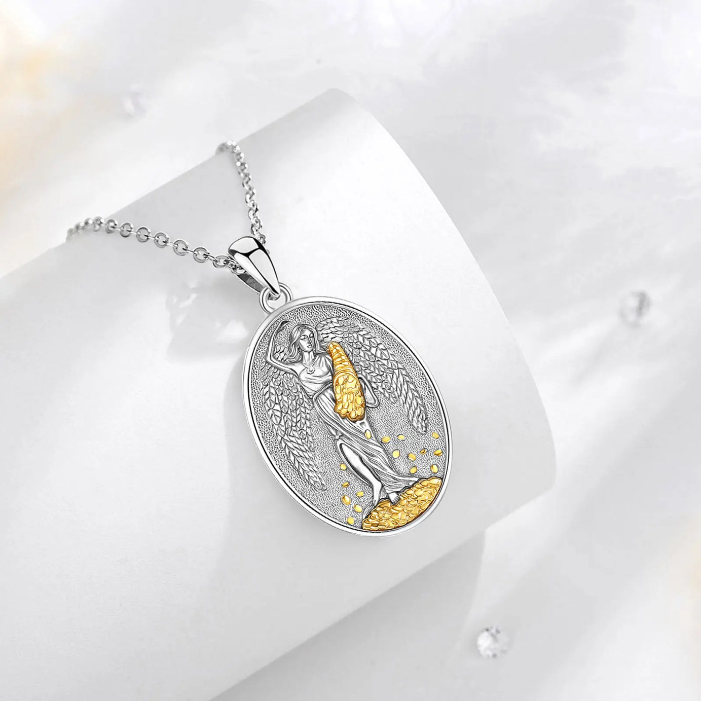 Fortuna Goddess of Fortune Necklace, S925 Silver with 18K Gold