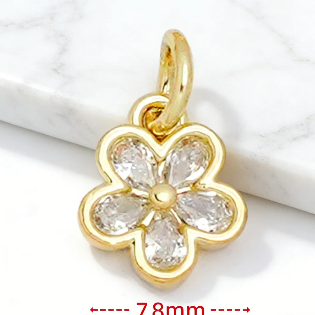4Pcs Pendants Sparkling Elegant Brass Zirconia Lotus Tulip Flower Charms DIY Jewelry for Necklace Bracelet Daily Party Accessory