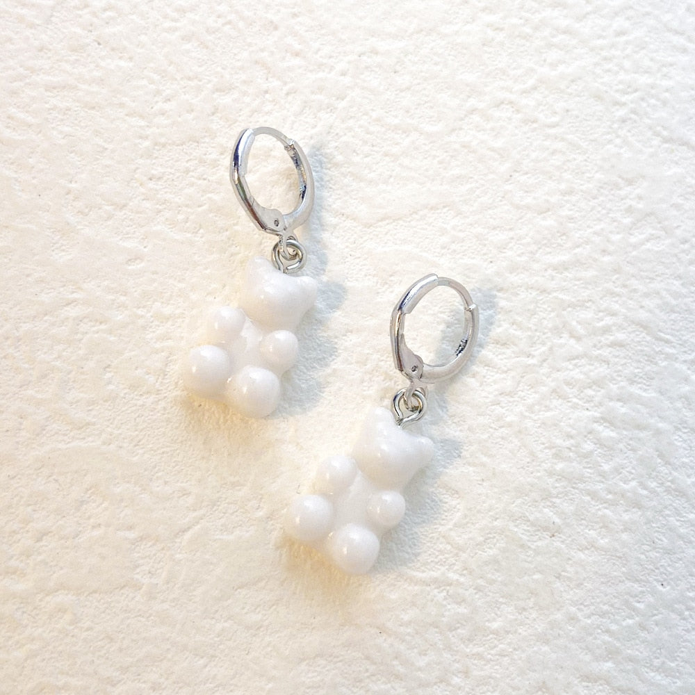 Cute Acrylic Candy Gummy Bear Dangle Earrings for Women Rainbow Bear CZ Hoop Earrings 2022 Korean Fashion Sweet Girl Jewelry - Charlie Dolly