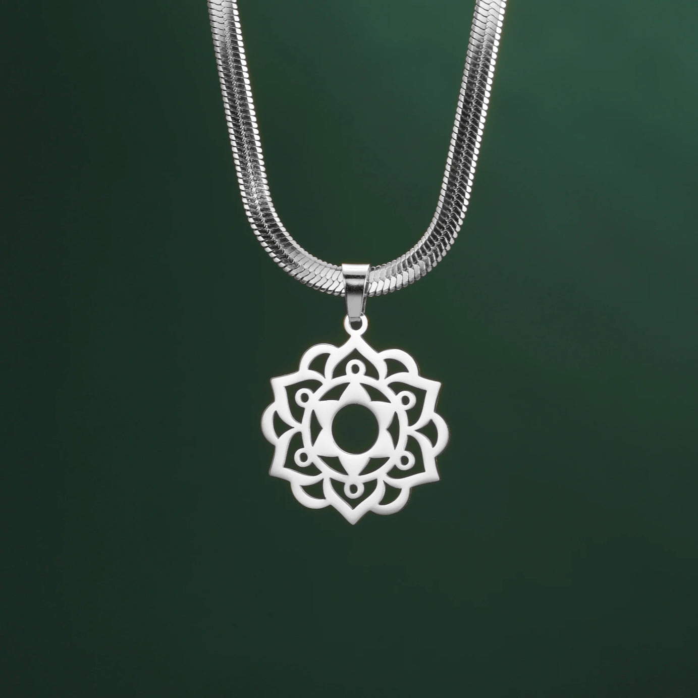 Yoga Lotus & Flower of Life Pendant Necklace, Stainless Steel Chakra Healing Amulet