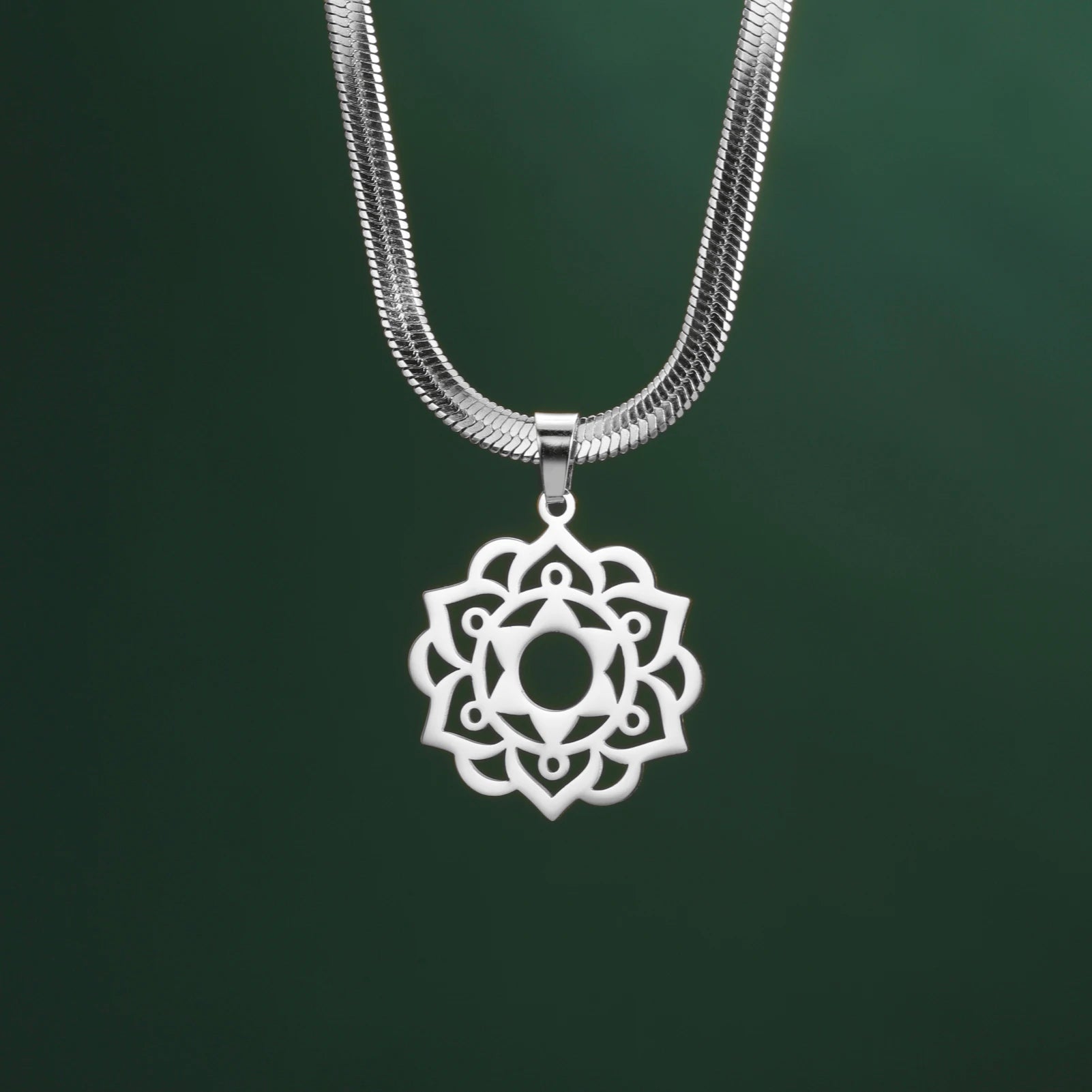 LIKGREAT Yoga Lotus Necklaces Stainless Steel Flower of Life Pendant Women Mandala Healing Buddha Spiritual Chakra Jewelry
