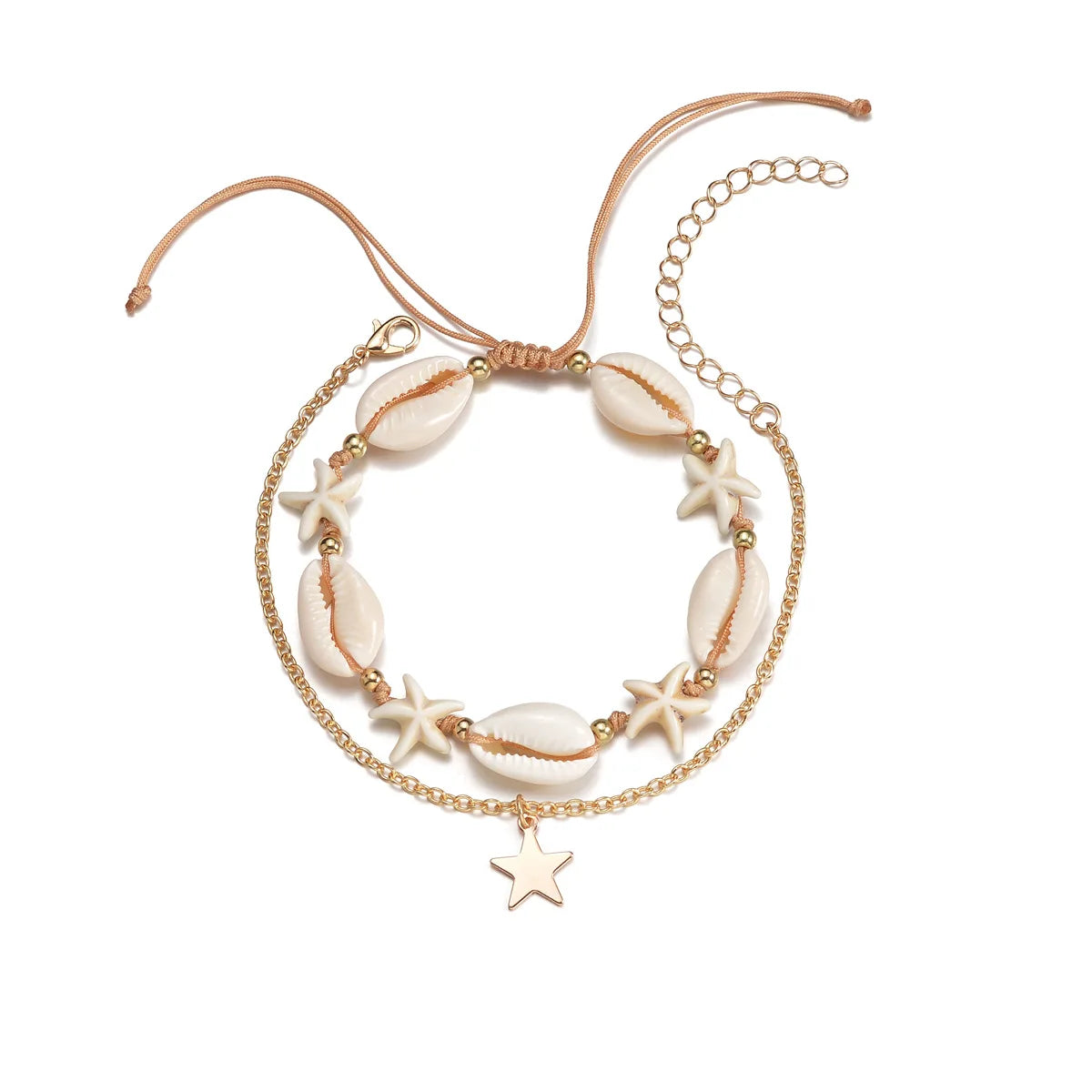Shell Starfish Women‘s Anklets Bohemian Anklet Leg Rice Beads Bracelet Handmade Foot Chain Boho Jewelry Summer Accessories