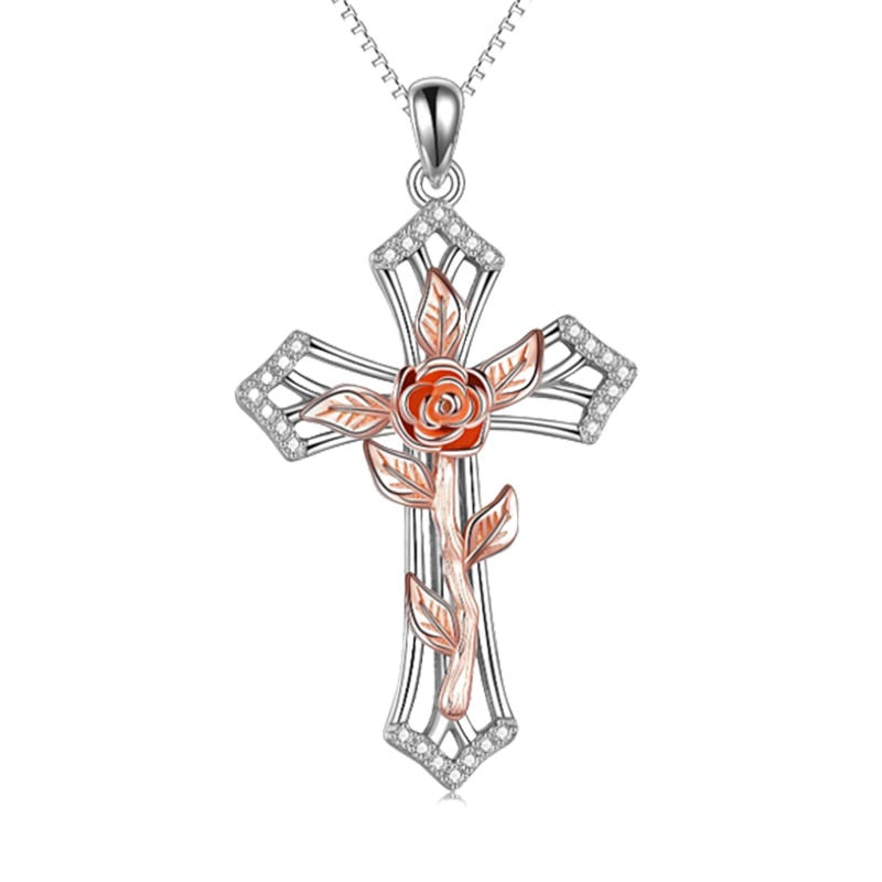 Ladies Exquisite Sunflower Cross Necklace Pendant Adjustable Exquisite Cross Pendant Jewelry Birthday Gift for Mom Girl Wife - Charlie Dolly