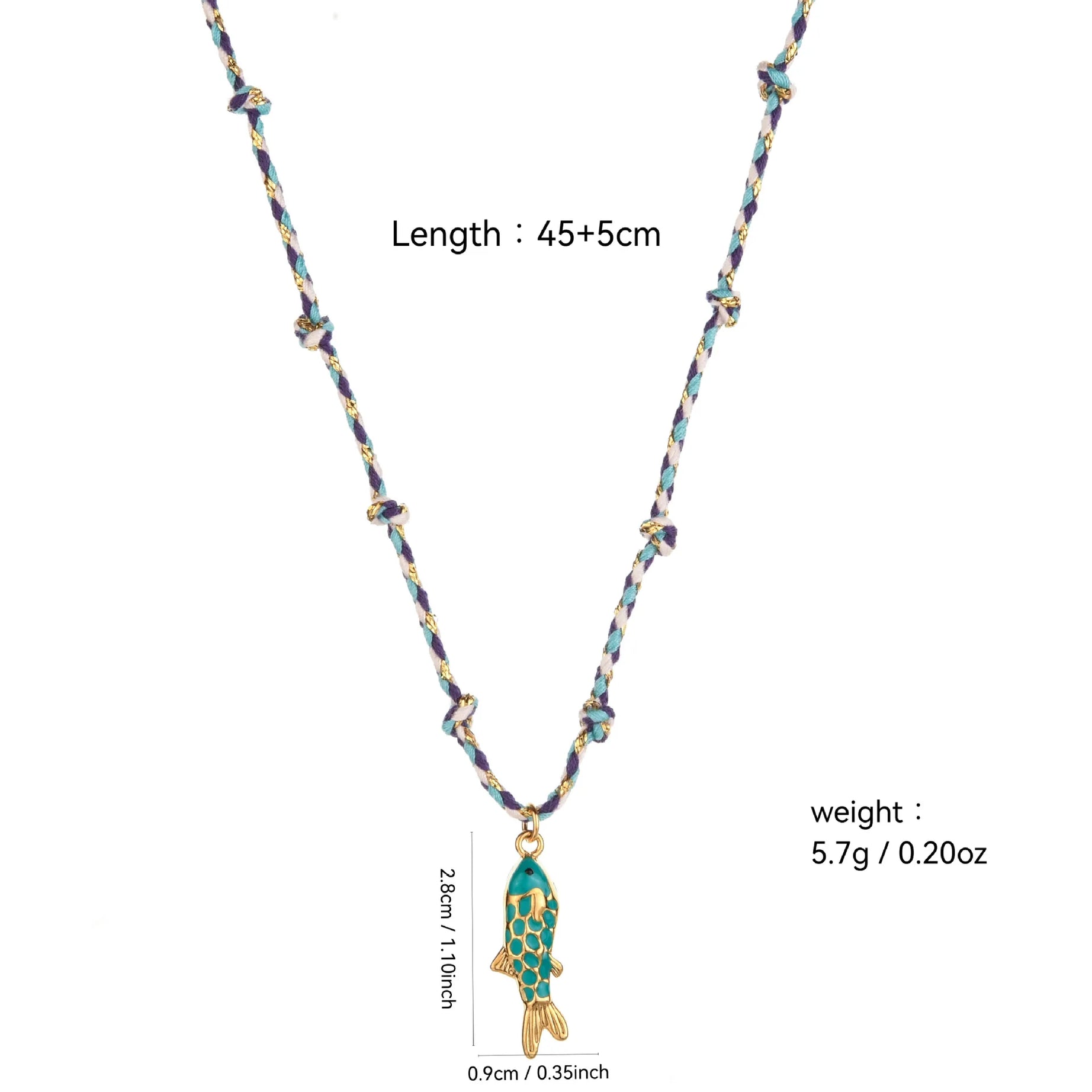 Fish, Starfish and Shell Colorful Handmade Boho Necklace