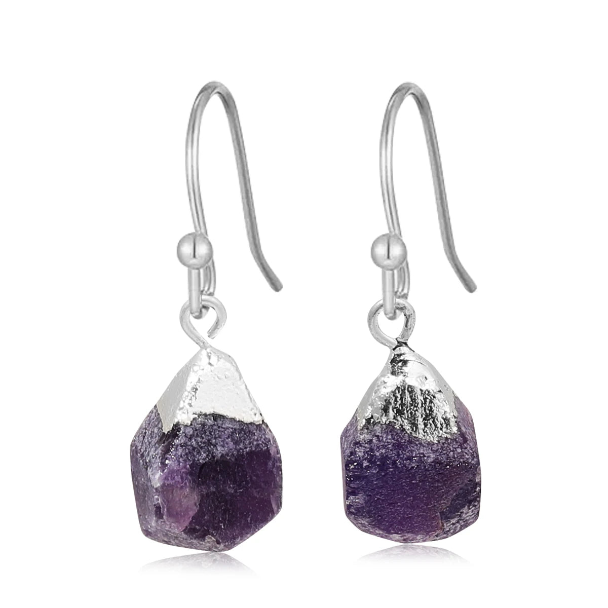 Irregular Rough Raw Ore Natural Stone Earrings Fluorite Amethysts Quartz Crystal Agates Stainless Steel Hook Earrings