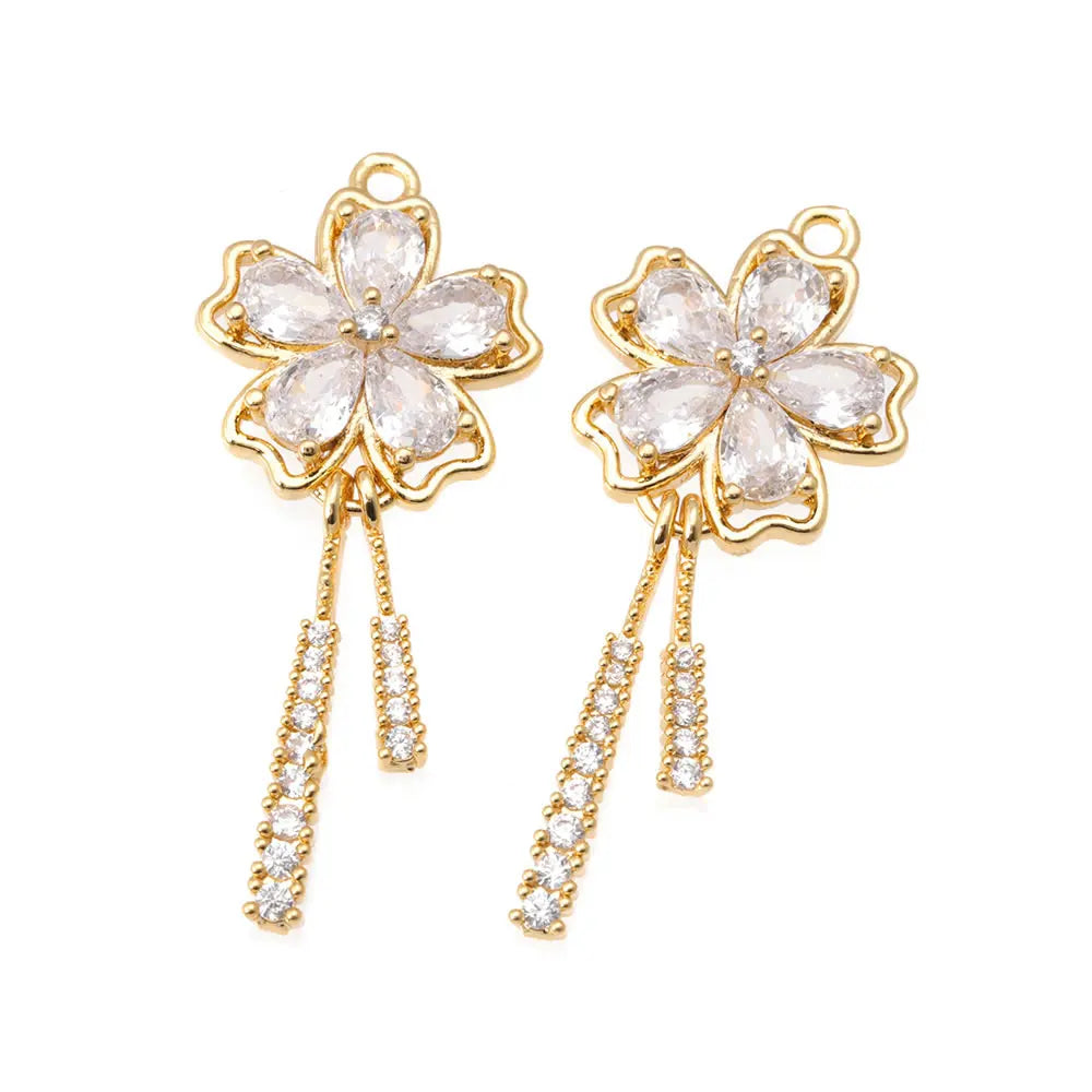 18K Gold Color Brass and Zircon Lotus Flower Necklaces Charms Pendants High Quality Diy Jewelry Accessories Making Supplies