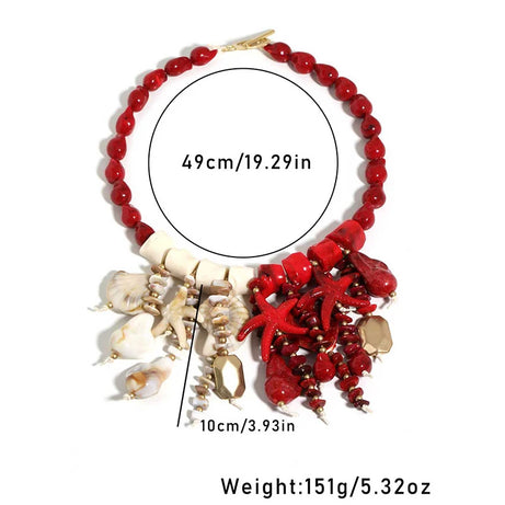 Statement Shell and Starfish Handmade Beaded Necklace