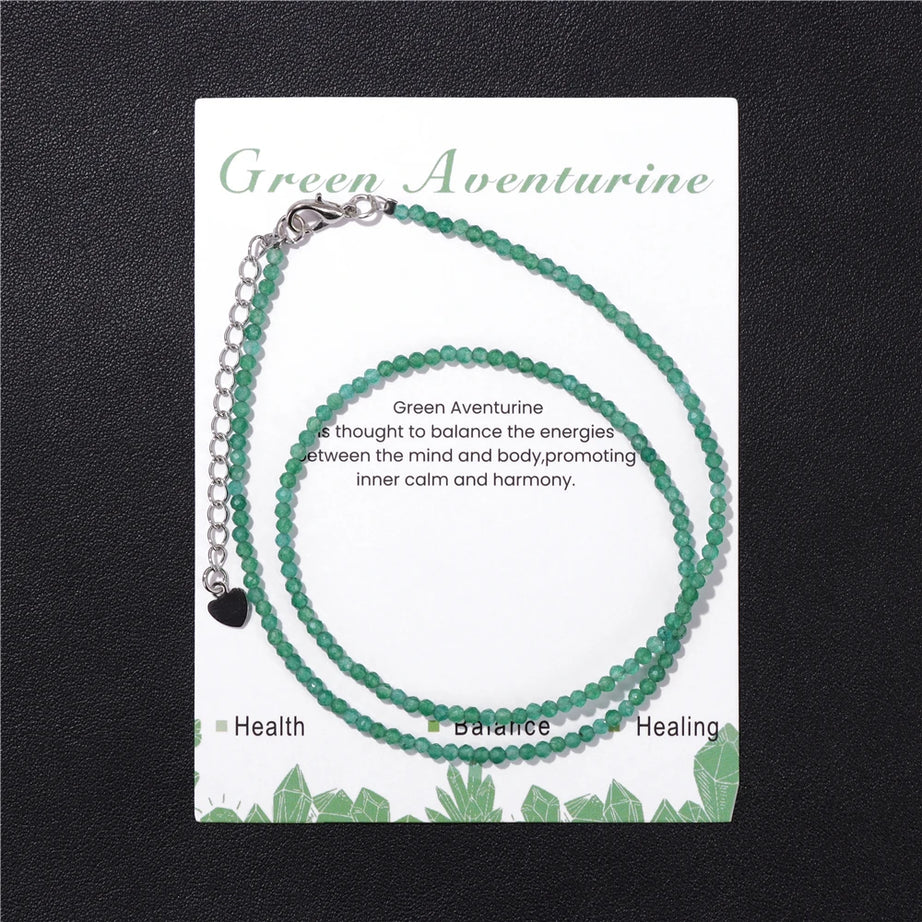 2mm Gemstone Beaded Boho Necklace