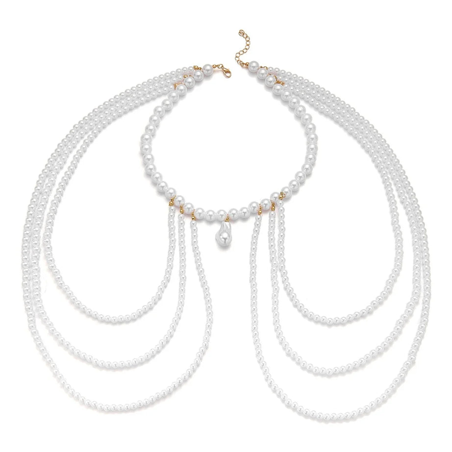 Baroque Imitation Pearl Multilayer Boho Choker and Body Chain