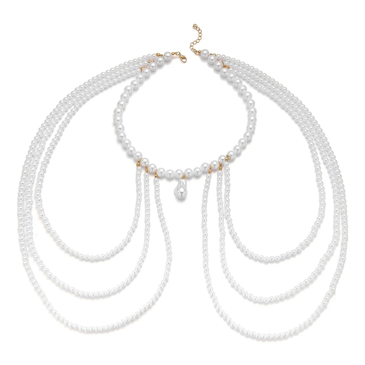 Baroque Irregular Imitation Pearl Beads Necklace For Women Men Minimalist Multilayer Pearl Chain Choker Versatile Body Jewelry