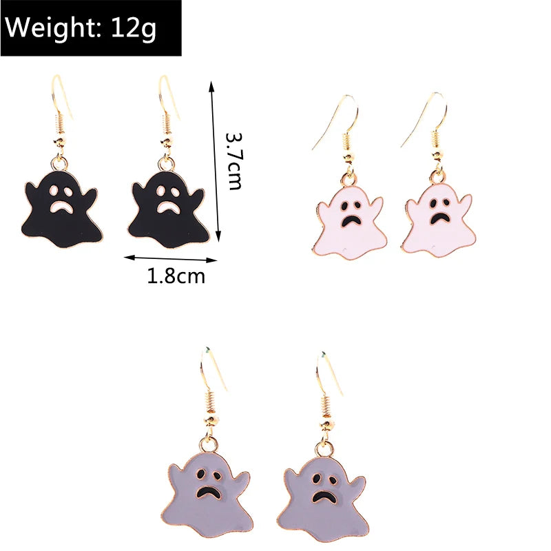 Aihua Fashion Halloween Earrings Enamel Ghost Pumpkin Skeleton Mummy Bat Drop Earrings For Women Halloween Night Party Jewelry - Charlie Dolly