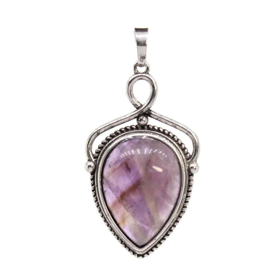 Women's Natural Crystal Stone Water Drop Pendants For DIY Necklace Amethyst Rose Quartz Lapis Lazuli Boho Men Jewelry Making