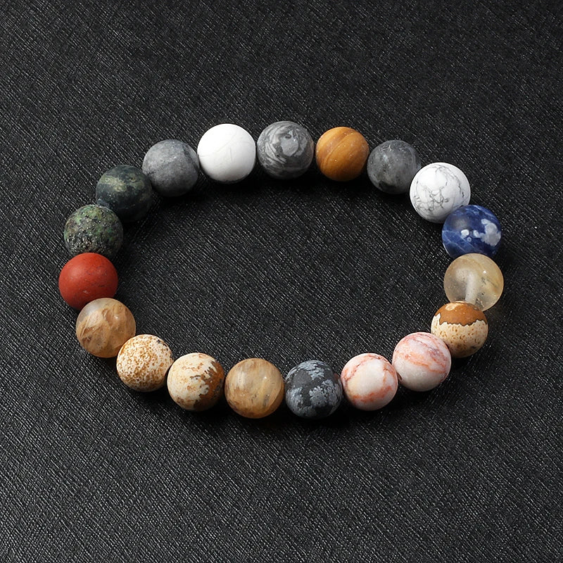 Galaxy Solar System Bracelet Men Universe Nine Planets Natural Stone Stars Earth Moon Bracelets for Women Fashion Couple Jewelry