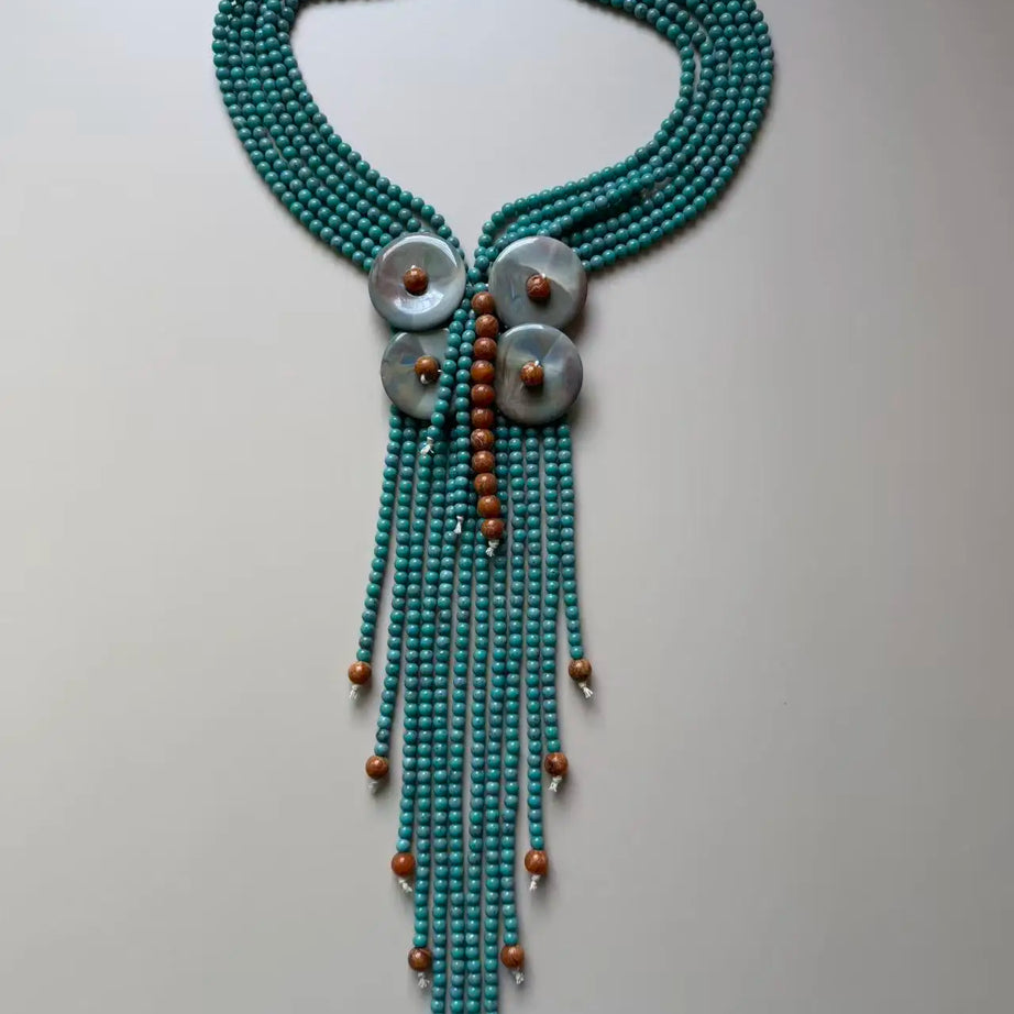 Acrylic Bead Long Statement Necklace Jewelry