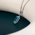 JoiasHome Fashion Silver 925 Jewelry For Women 6*8mm Oval Aquamarine Pendant Necklace Female Wedding Clavicle Chain Gift - Charlie Dolly
