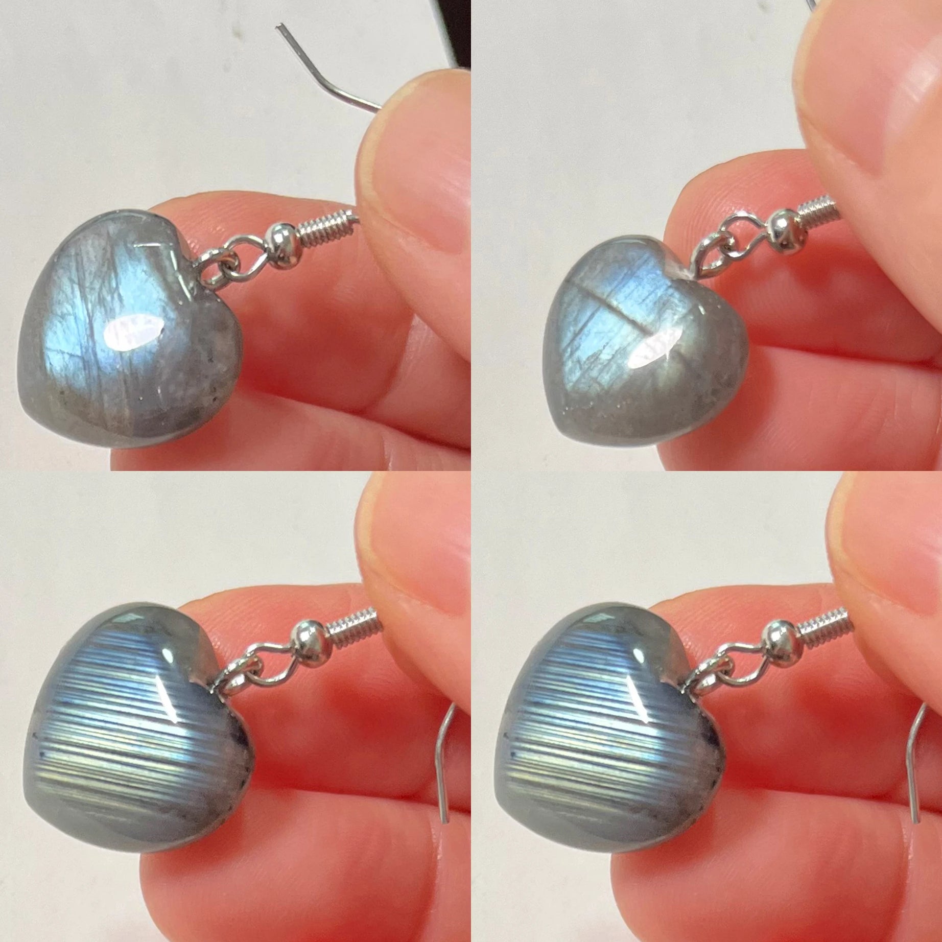 Blue Labradorite Pendant & Earrings Set, Raw Natural Stone Unisex Boho Jewelry