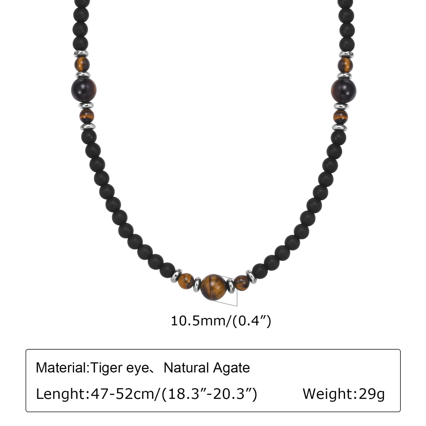 Natural Stone Unisex Beaded Necklace