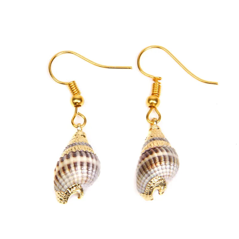 New In Natural Shell Sea Scallop Drop Earrings Boho Shell Drop Earrings for Women Femal Sea Beach Earrings Summer Jewelry Gifts