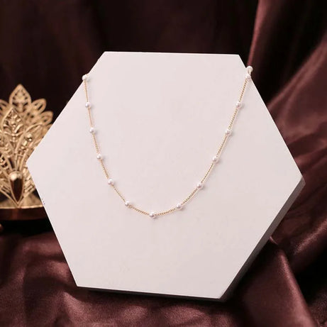 Kpop Pearl and Chain Bead Choker Necklace