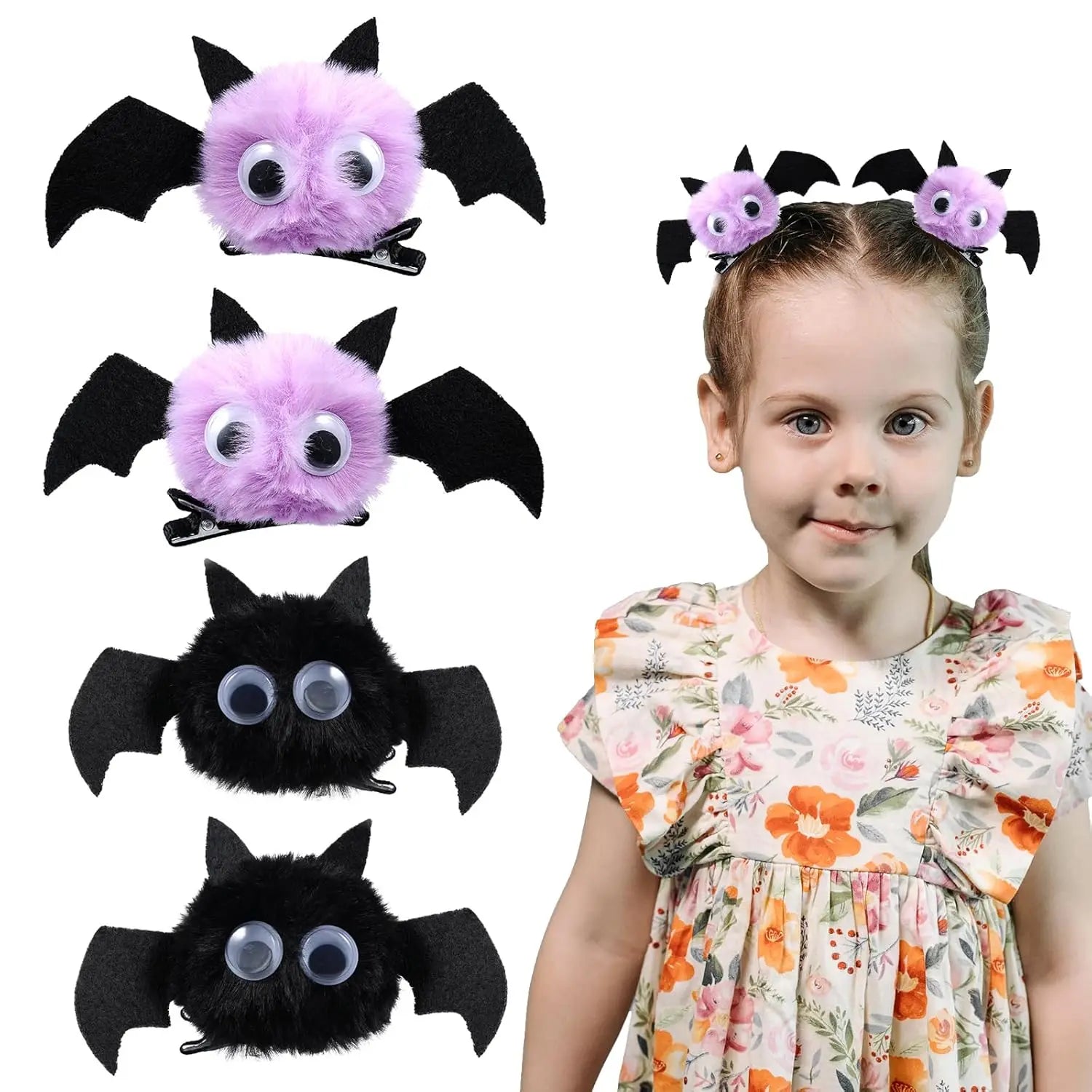 Halloween Plush Bat Hair Clip Plush Crocodile Clip Girl Children's Party Role Playing Decoration Gothic Gift Accessories