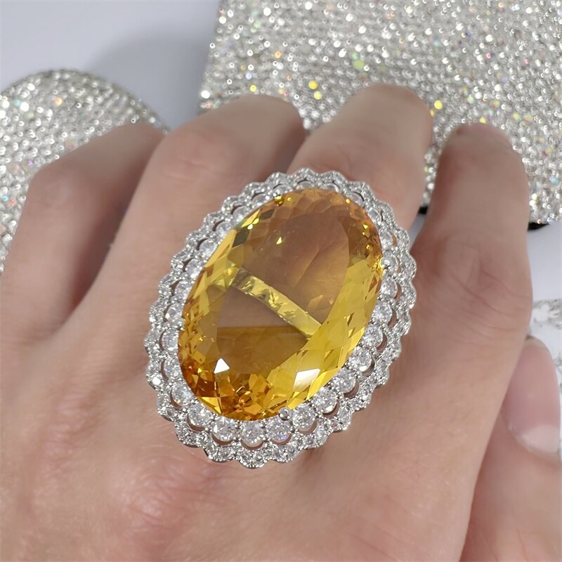 High Grade Crystal Oval Large Stone Pendant Necklace For Women Jewelry Set Trendy 925 Sterling Silver Chain Necklace Lady Gift - Charlie Dolly