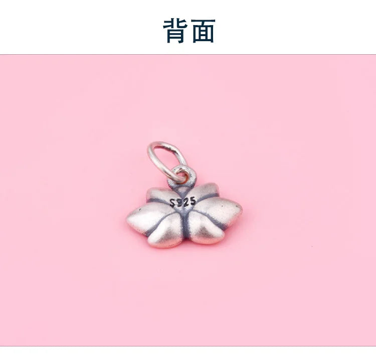 S925 Sterling Anemone Lotus Pendant Braided rope Hand string beaded bracelet necklace Handmade diy accessories