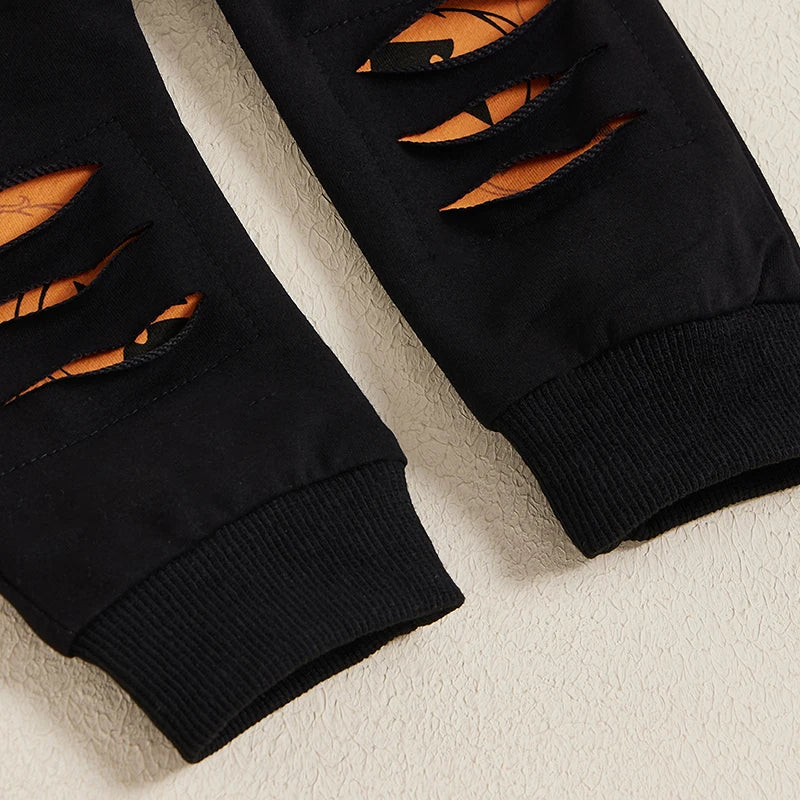 Halloween Baby Boy Track Suit Pumpkin Print Long Sleeve Sweatshirt and Elastic Pants 2 Piece Clothes Outfits for Toddler - Charlie Dolly