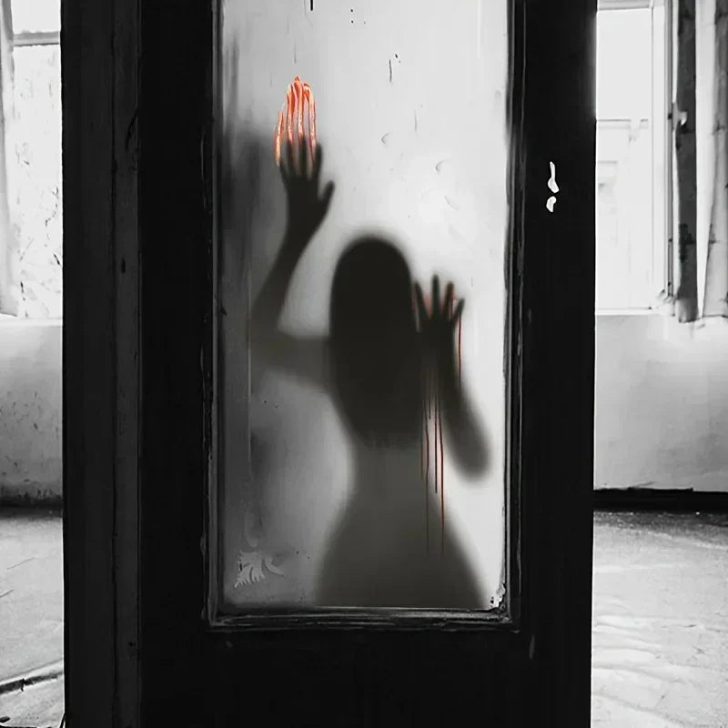 2024 New Halloween New Horror Glass Window Decorative Stickers Pvc Stickers Horror Female Ghost Blood Hand Props Wall Stickers - Charlie Dolly