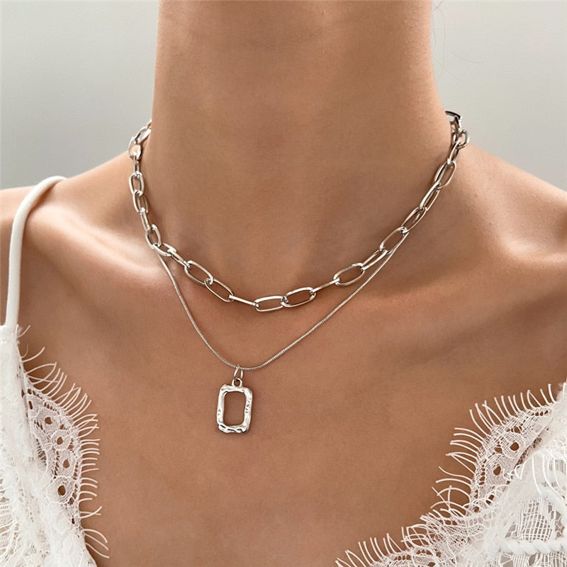 2023 Boho Necklaces &amp; Pendants Vintage Multilayer Choker Necklace Women Fashion Collar Collier Femme Moon Jewelry Accessories - Charlie Dolly
