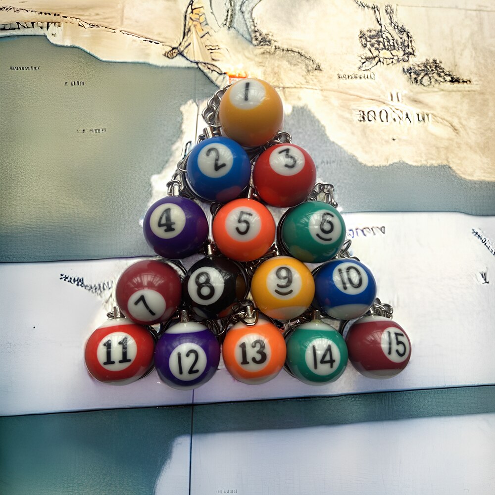 25mm Black No 8 Billiard Keychain Mini Ball Pendant Key Ring Resin Keyring Bar Table Decoration Jewelry Game Souvenir Gift - Charlie Dolly