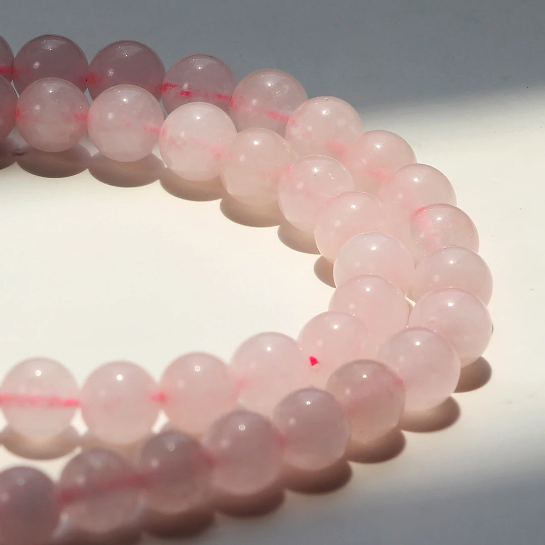 3PCS Natural Stone Rose Quartz Round Beaded Necklace Bracelet Earrings Jewelry Set Boho Women's Sweet Handmade Accessories - Charlie Dolly