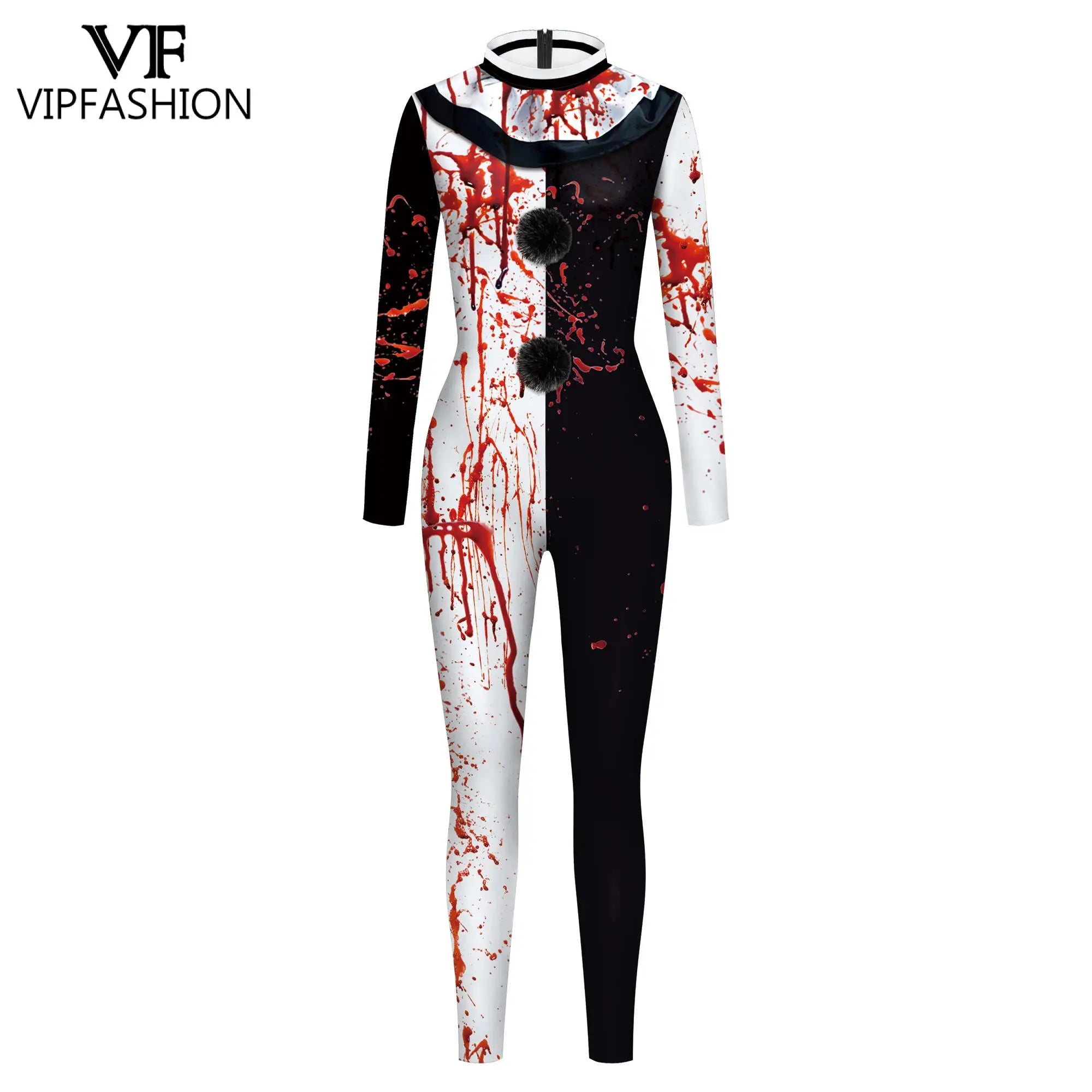 VIP FASHION Blood Clown Costume Adult Kid Halloween Suit Fancy Family Matching Suit Zentai Bodysuit Movie Scary Cosplay Jumpsuit - Charlie Dolly