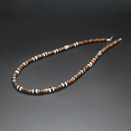 Tribal Coconut and Puka Shell Boho Necklace for Men