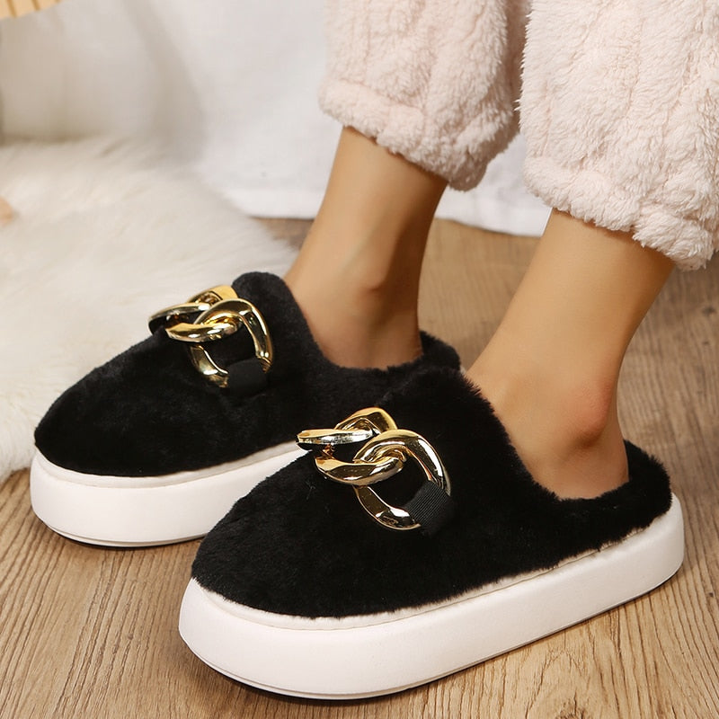 Women Cute Plush Slippers Boys Home Warm Indoor Shoe Furry Ladies Slippers Girls Cotton Slippers Fur Flip Flops - Charlie Dolly