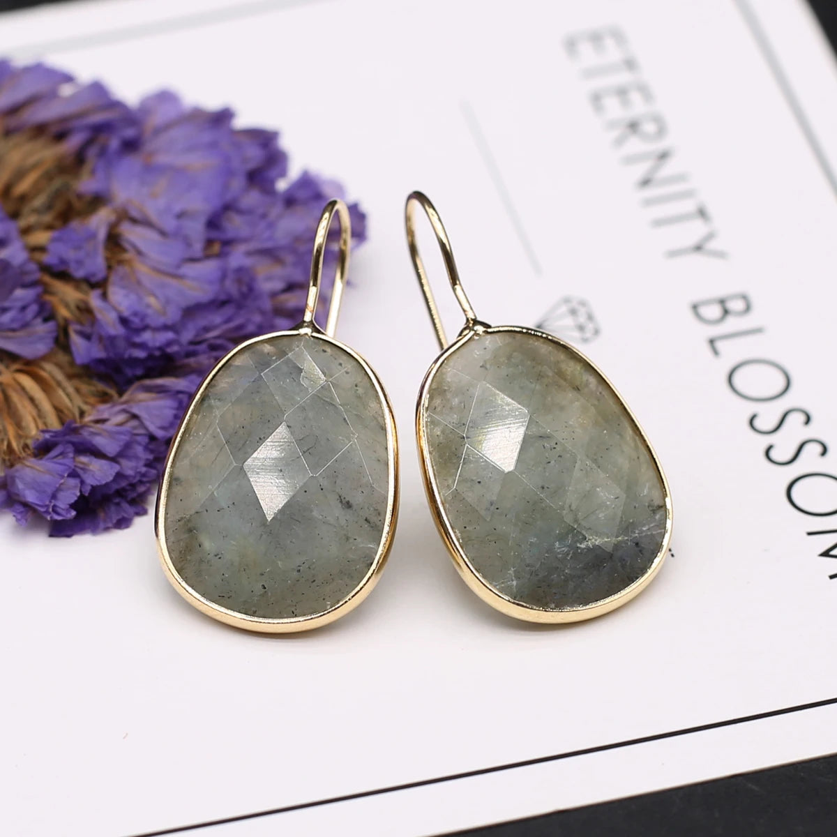 Hot Sale Natural Stone Lapis Lazuli Pink Crystal Faceted Dangle Earring Reiki Eardrop Women Hook Dangle Earrings Party Jewelry