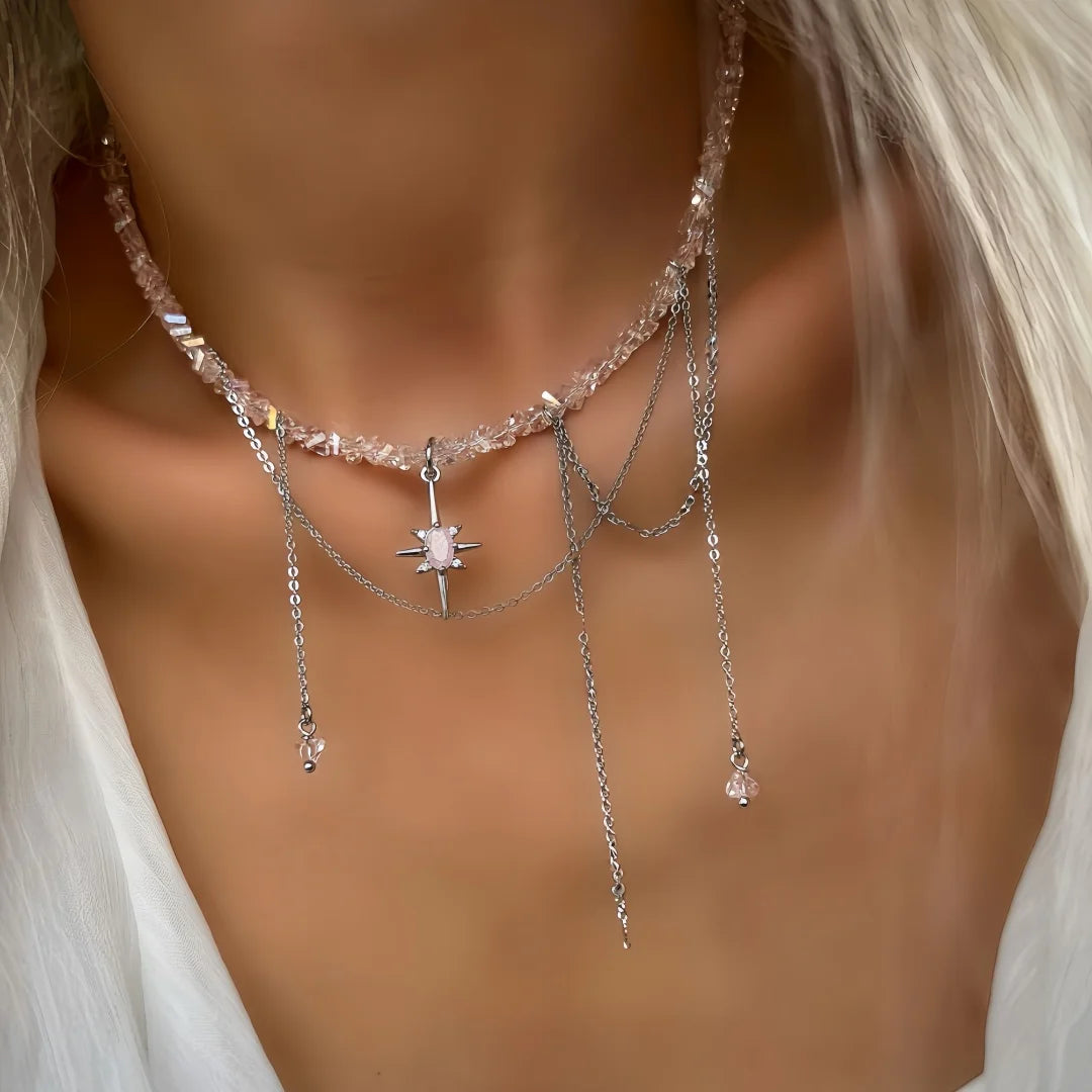 Transparent Crystal Zircon Heart Necklace Jewelry
