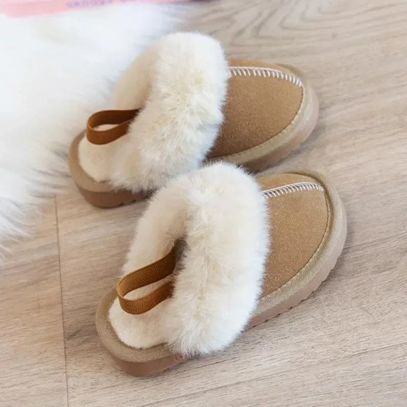 Children's Cotton Slippers Fashion Solid Color Plush Home Slippers Indoor Anti Slip Comfort Girls Shoes Boys Warm Cotton Shoes - Charlie Dolly