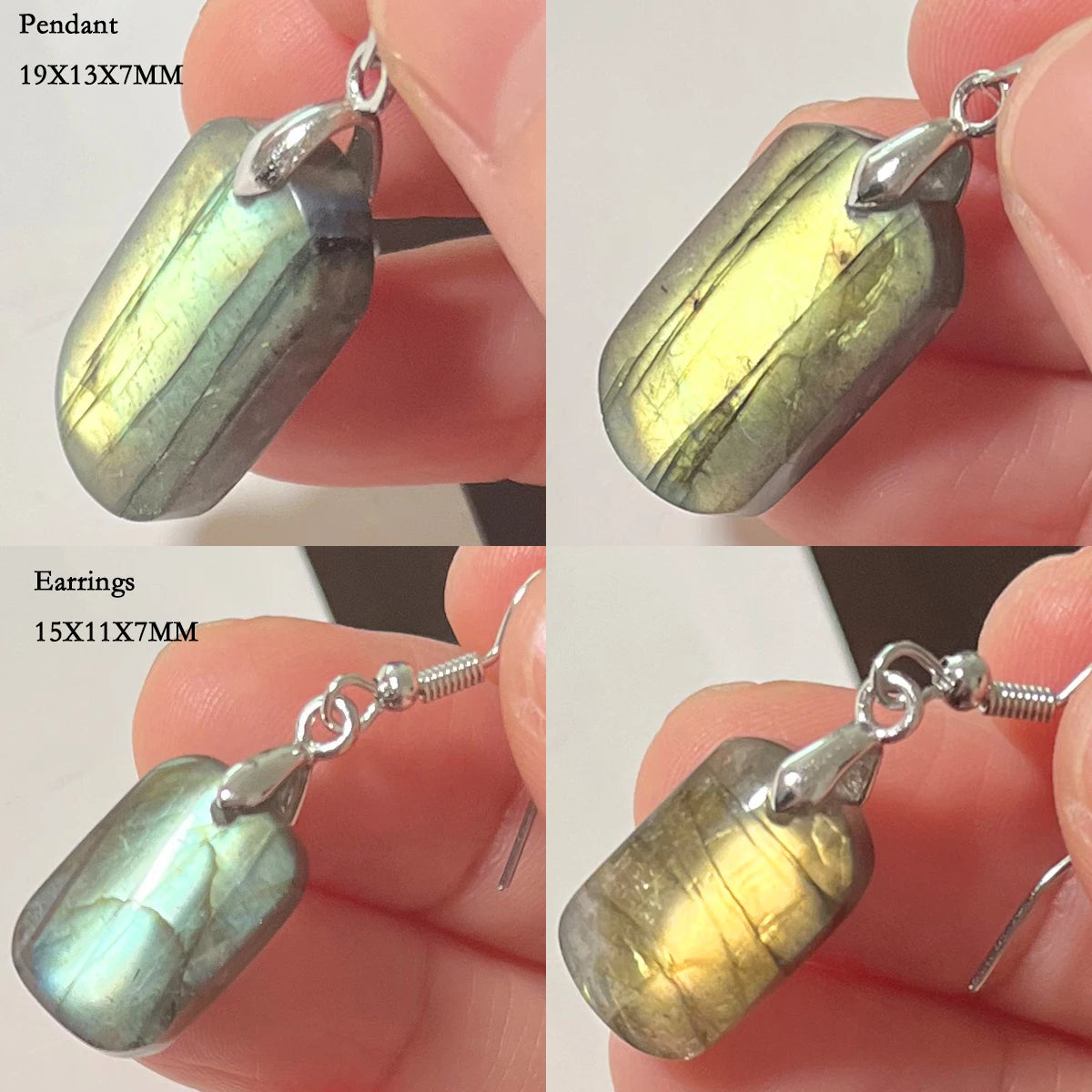 Women Men Irregular Shape Bead Natural Stone Blue Labradorite Earrings