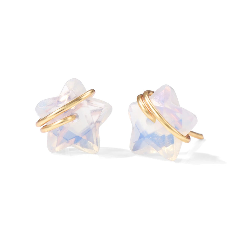 12mm Lapis Lazuli Star Earrings Natural Stone Amethysts Opal Tiger Eye Stone Blue Sodalite Ear Studs For Women Party Jewelry - Charlie Dolly