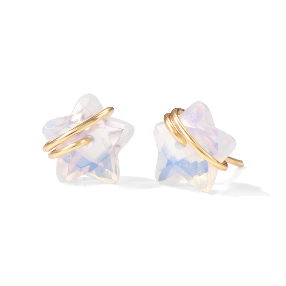 12mm Lapis Lazuli Star Earrings Natural Stone Amethysts Opal Tiger Eye Stone Blue Sodalite Ear Studs For Women Party Jewelry