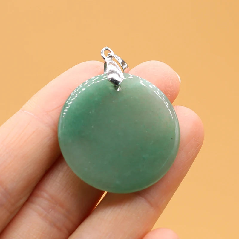 Natural Stone Agates Pendants Big Round Lapis lazuli Tiger Eye Charmsfor Jewelry Making Diy earring necklace accessories
