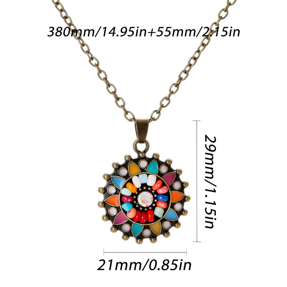 Colorful Bead Flower Necklace Earring Set Jewelry