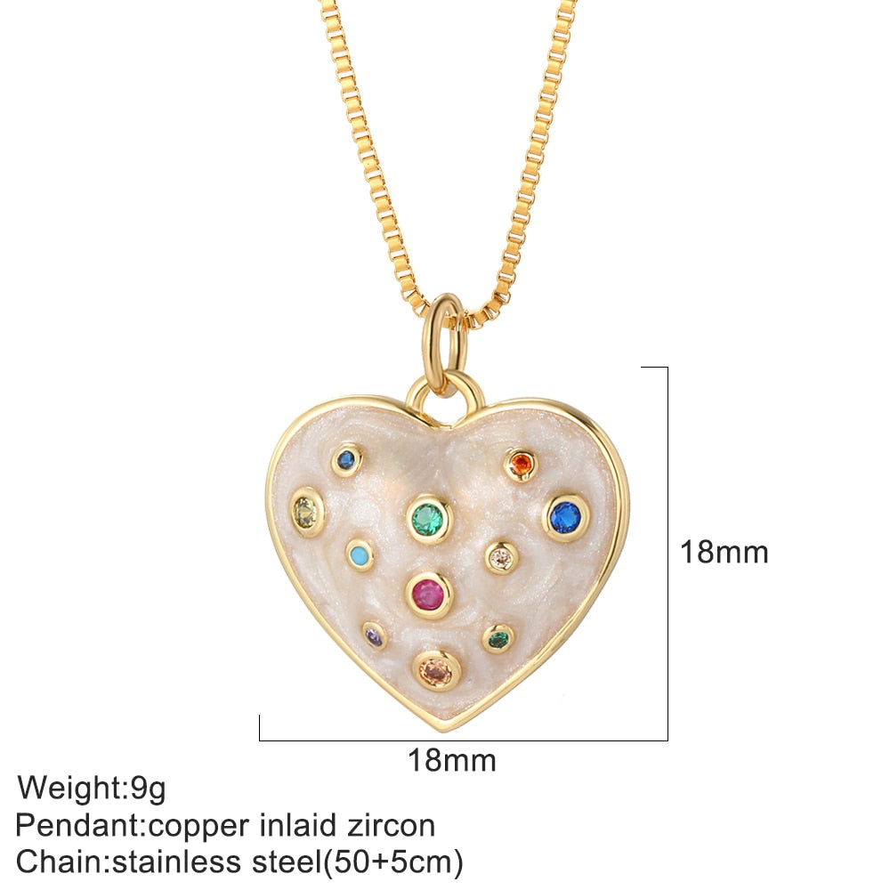 Heart Evil Blue Eye Sun Necklace for Women Cute Dog Bee Elephant Gold Color Pendant Woman&#39;s Collars Long Stainless Steel Chains