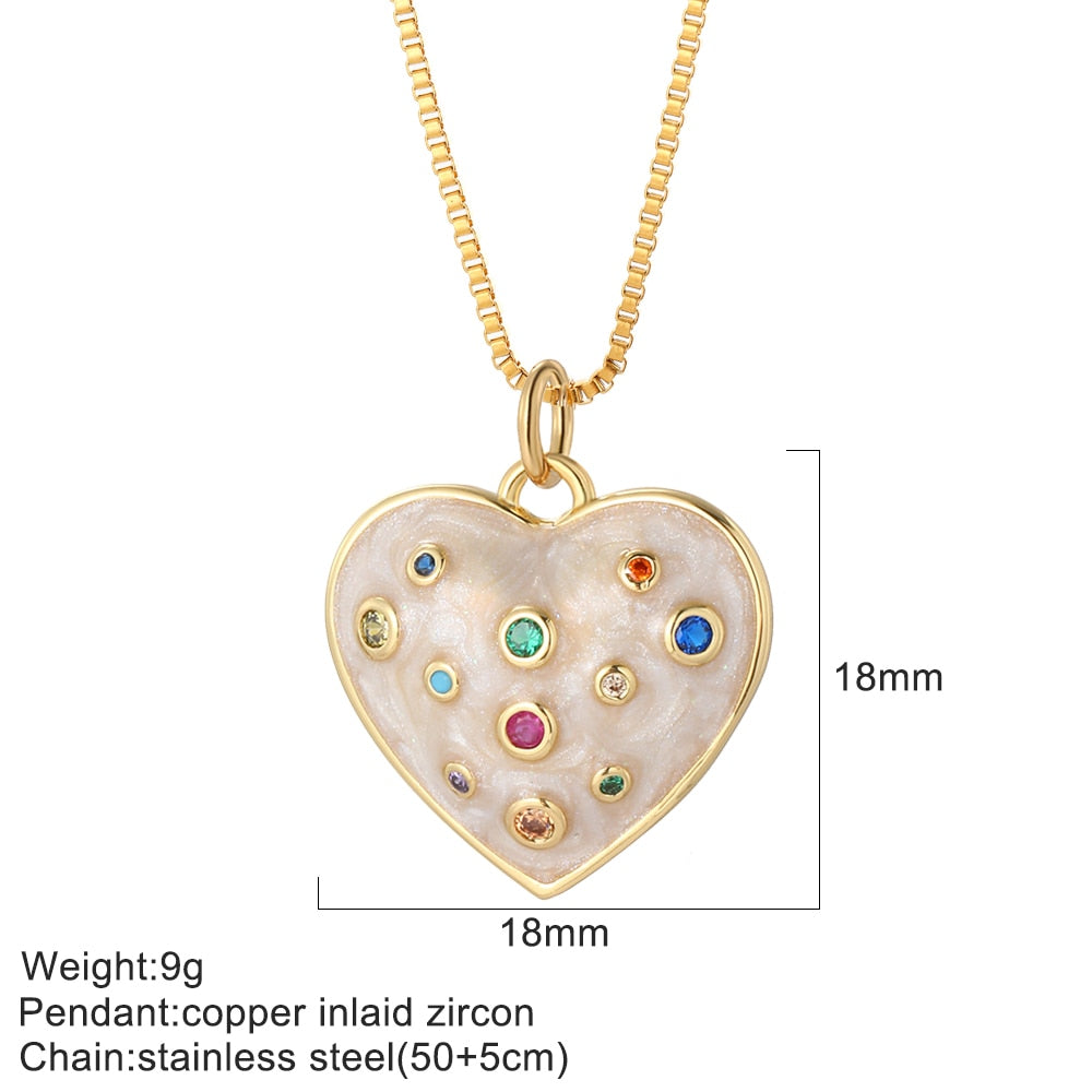 Heart Evil Blue Eye Sun Necklace for Women Cute Dog Bee Elephant Gold Color Pendant Woman's Collars Long Stainless Steel Chains - Charlie Dolly