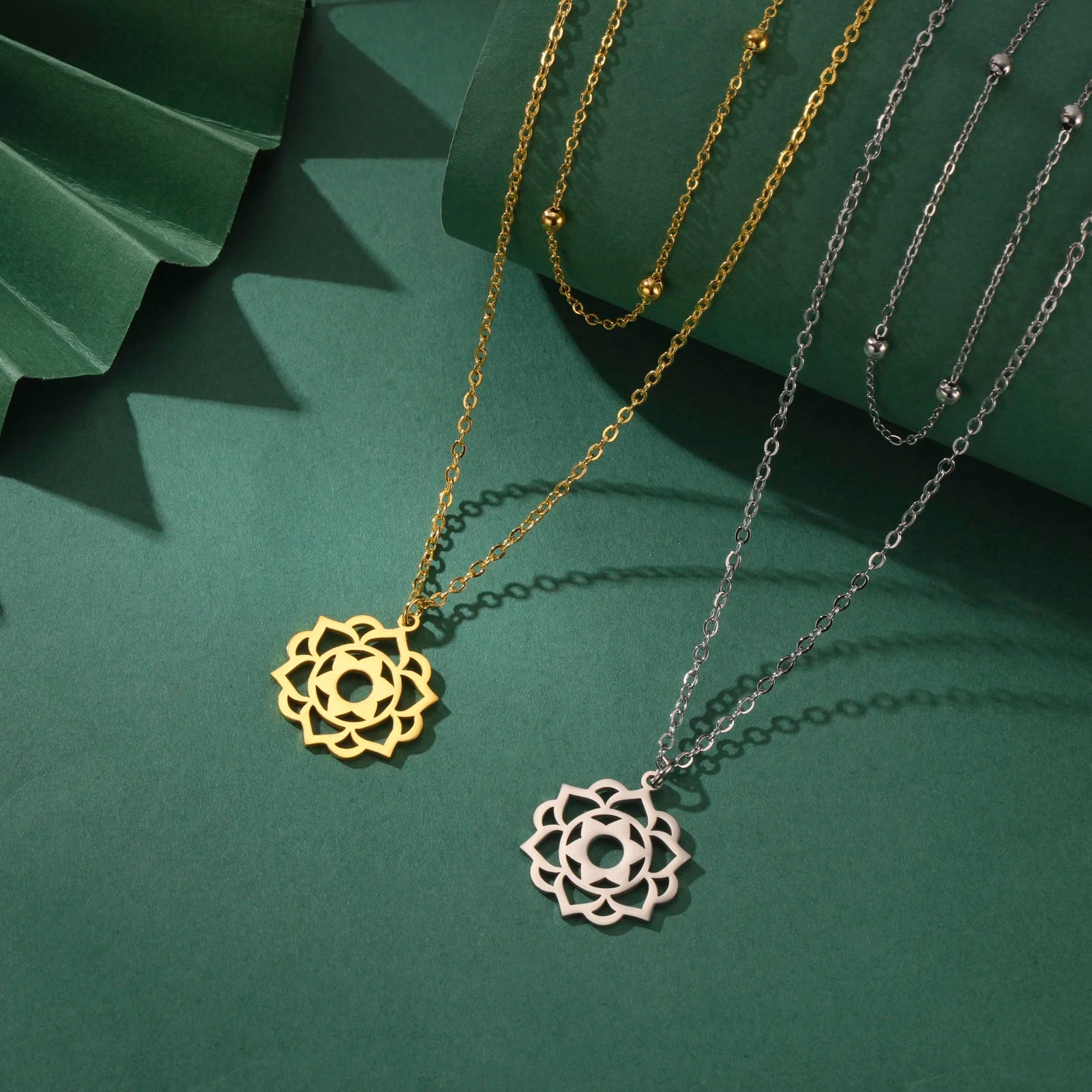 LIKGREAT Yoga Lotus Necklaces Stainless Steel Flower of Life Pendant Women Mandala Healing Buddha Spiritual Chakra Jewelry