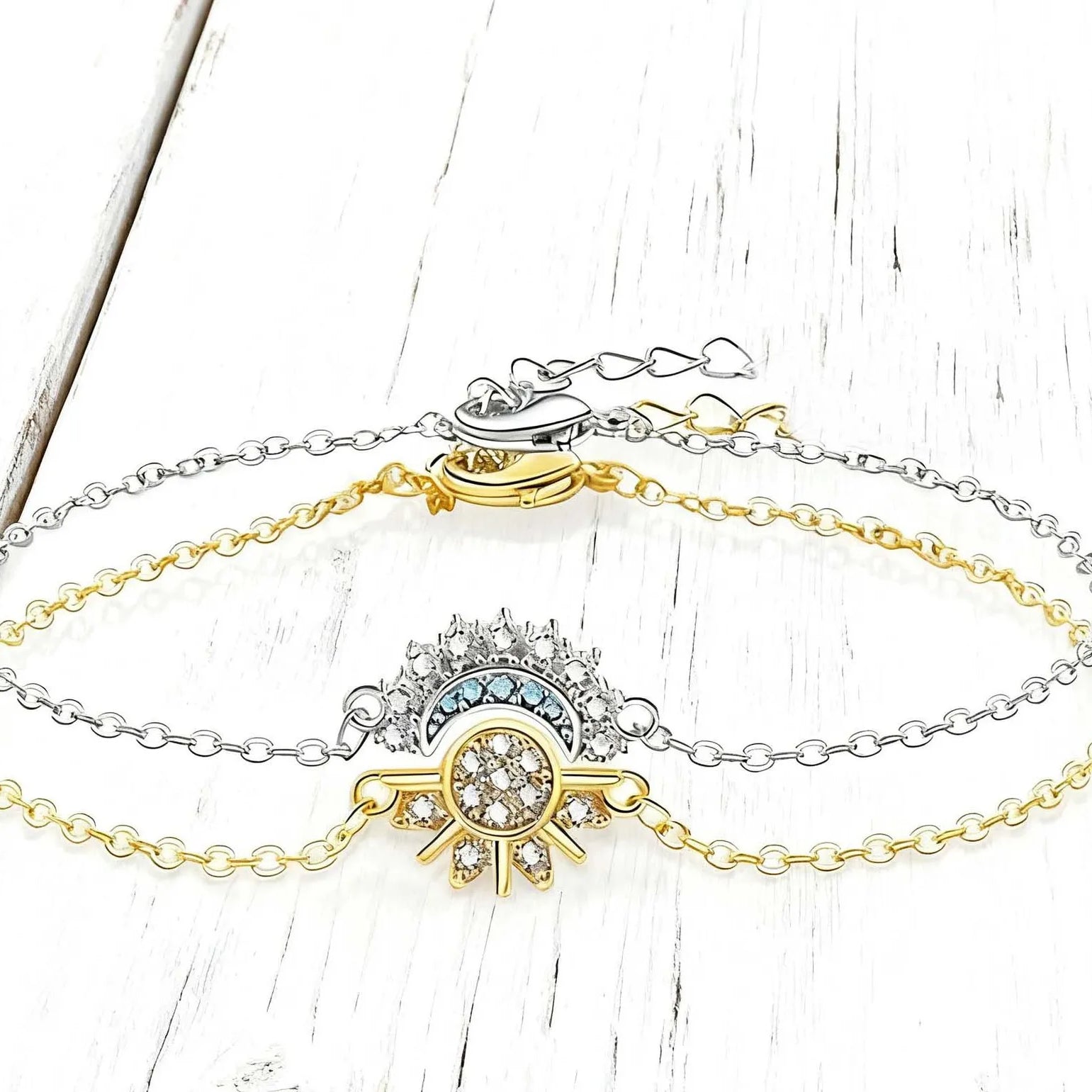Sun & Moon Couple Necklace, Matching Celestial Pendant for Partners