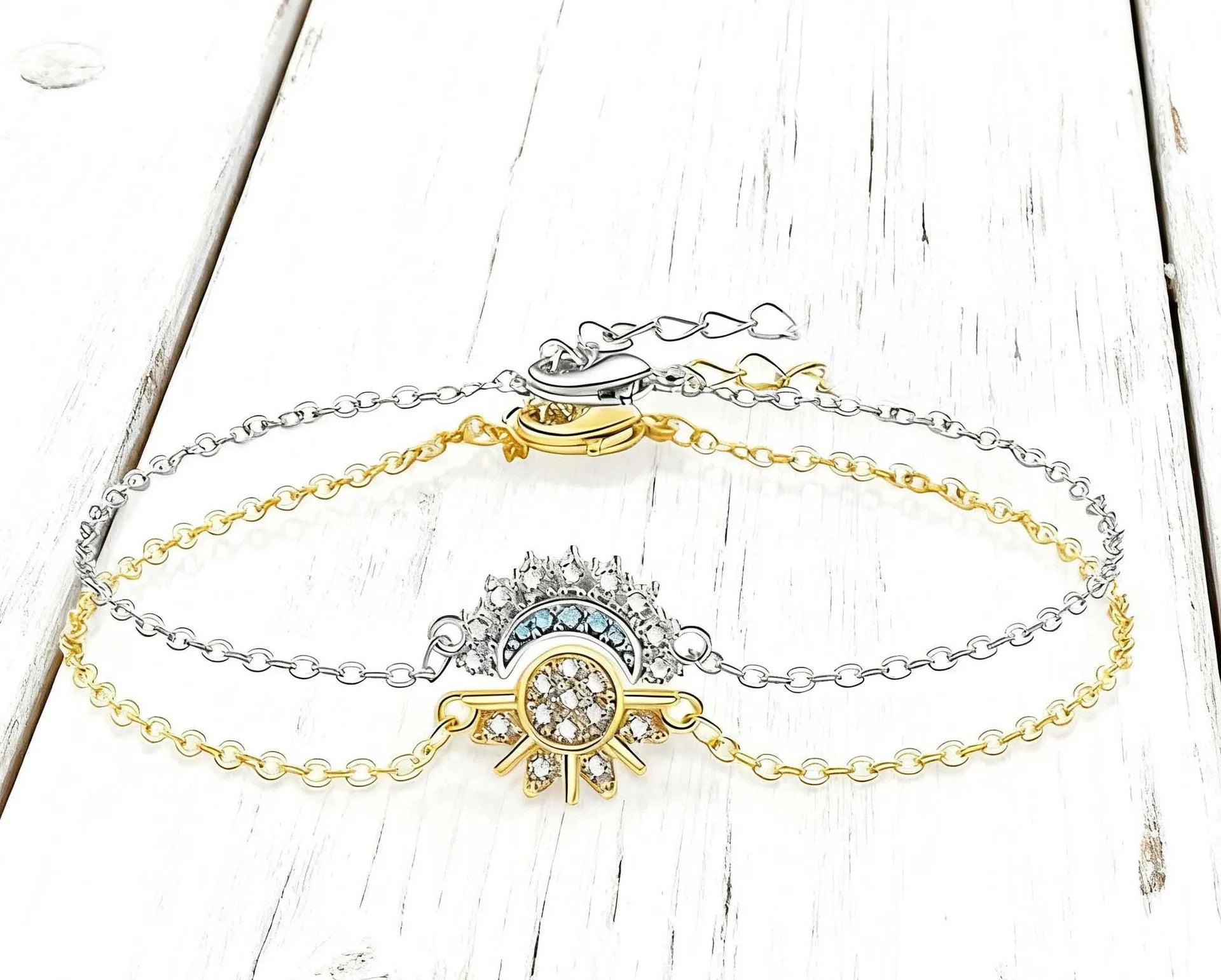 Sun Moon Couple Necklace Bracelet Ring Fashion Chain for Men and Women Good Friend Couple Gifts Trend Jewelry